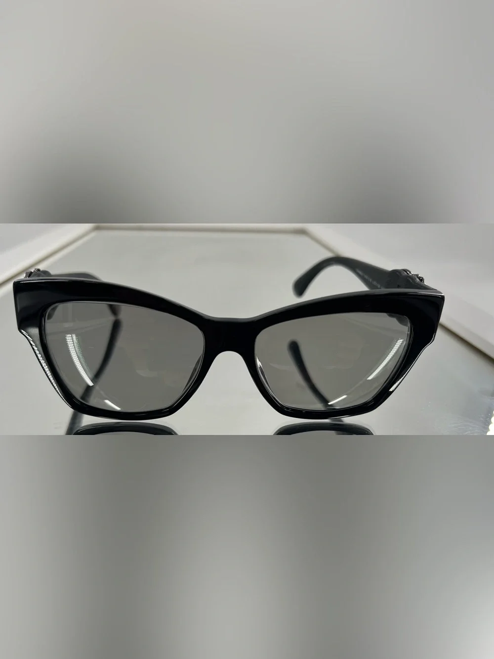 Women’s black AUTHENTIC Chanel 5456-Q-B Black Cat-Eye Sunglasses